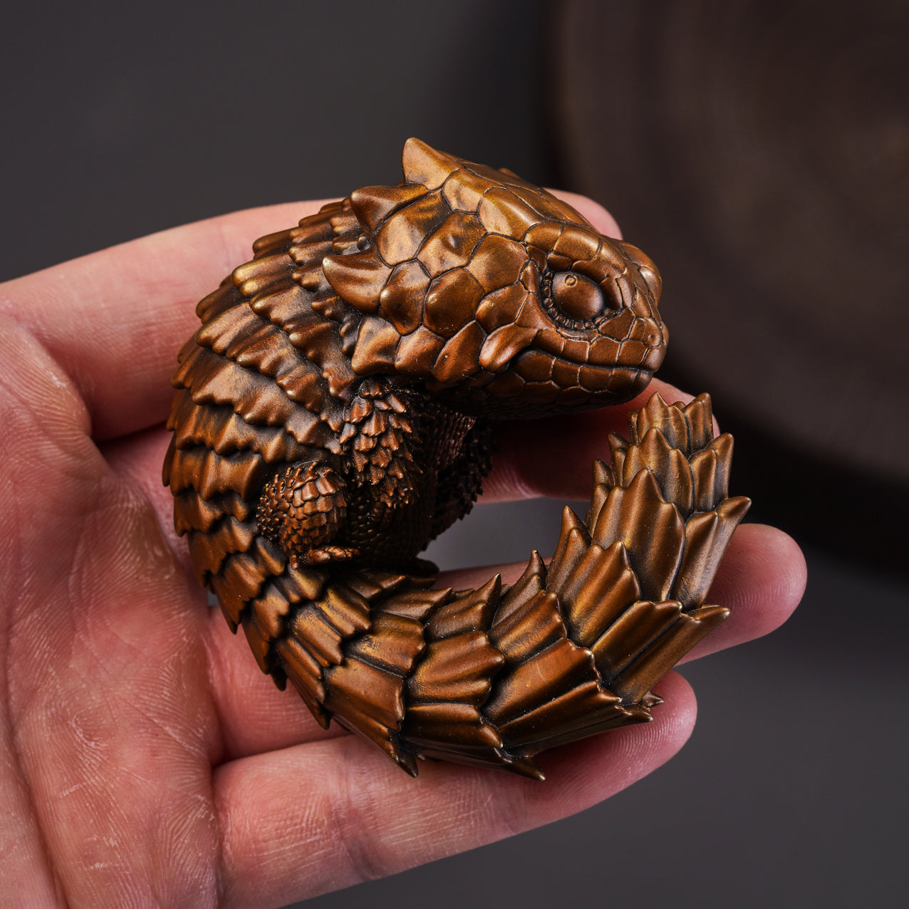 Armadillo Girdled Lizard Bronze Figurine