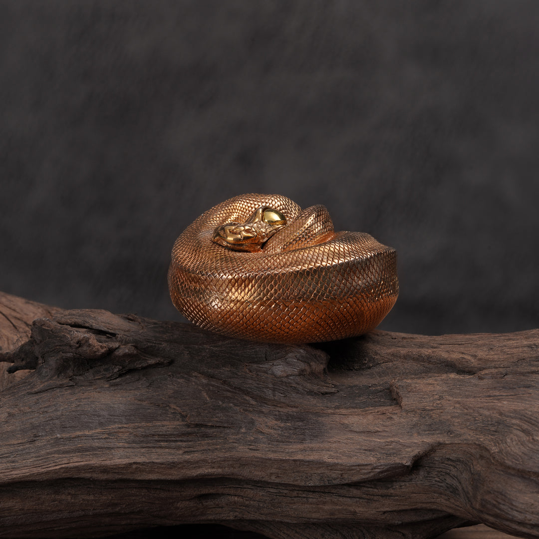 Bronze Coiled Ball Python Statue – Luckon Craft