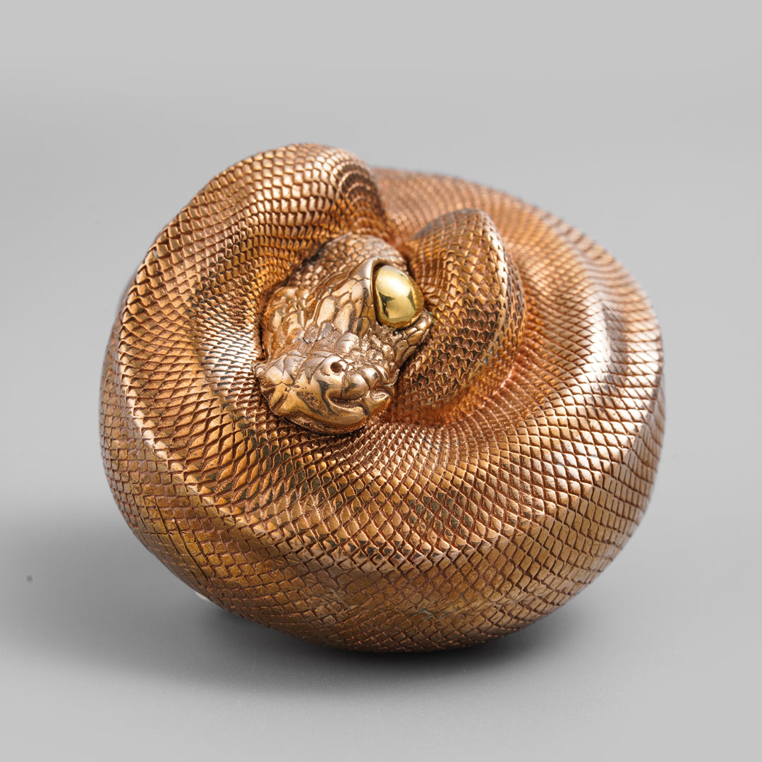 Coiled Ball Python Bronze Coiled Ball Python Statue – Luckon Craft