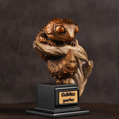 Bronze Fat-Tailed Gecko Statue