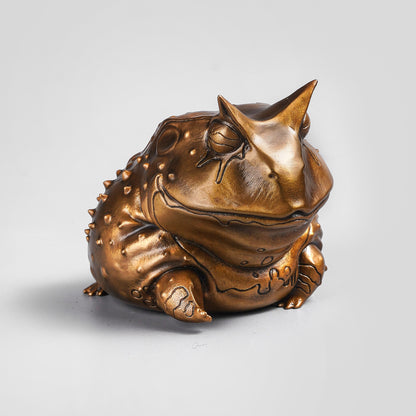 Horned Frog Bronze Figurine