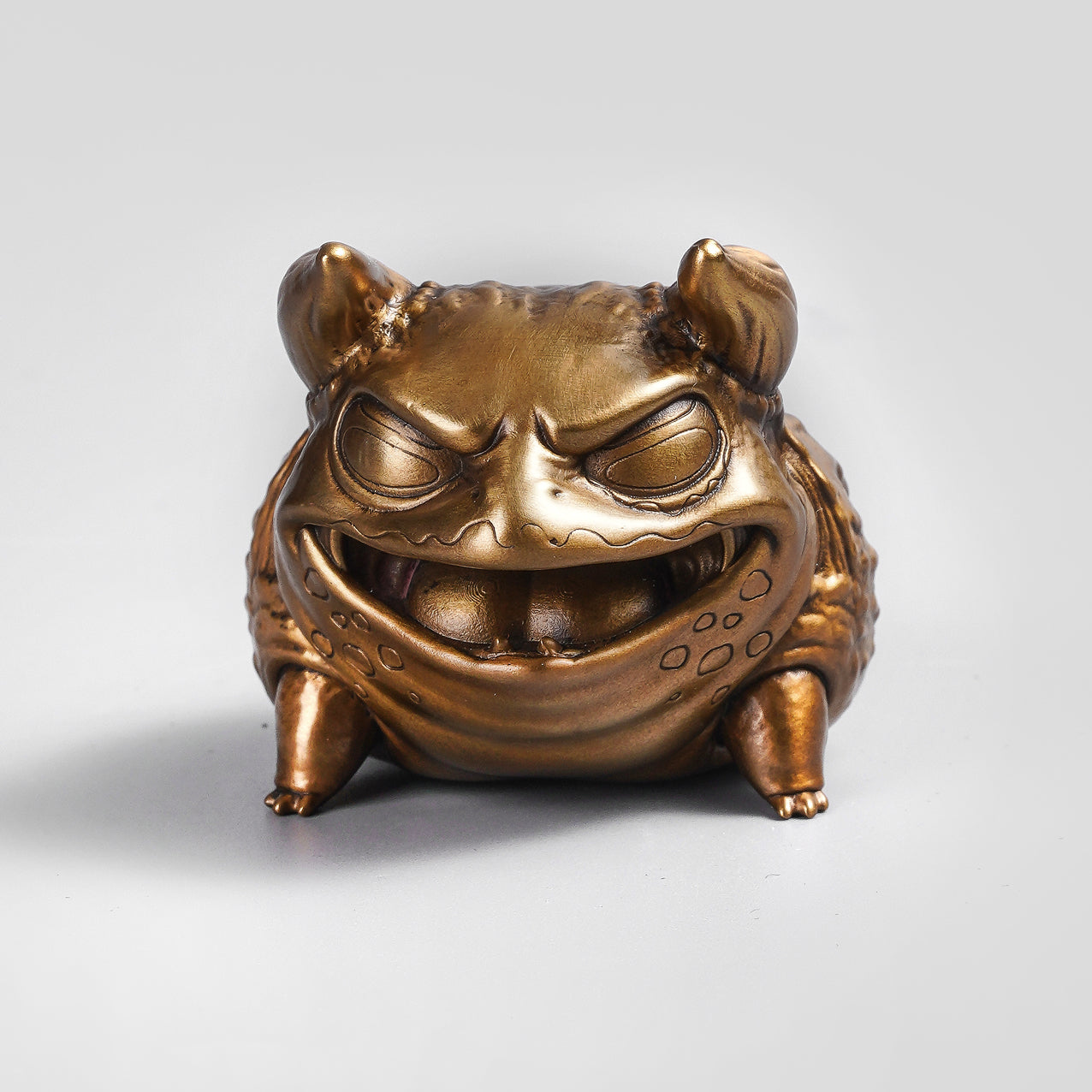 Demon Horned Frog Bronze Figurine