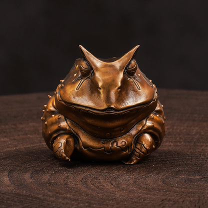Horned Frog Bronze Figurine