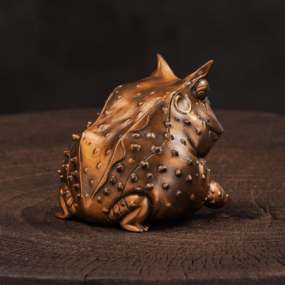Horned Frog Bronze Figurine