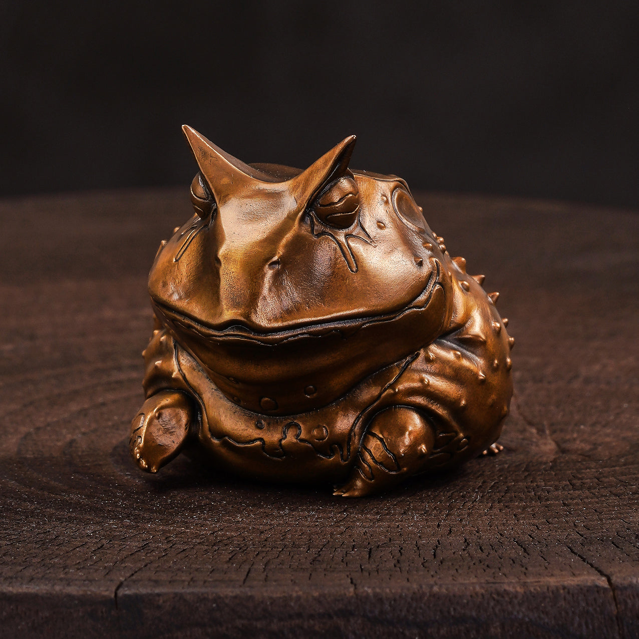 Horned Frog Bronze Figurine