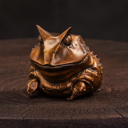 Horned Frog Bronze Figurine