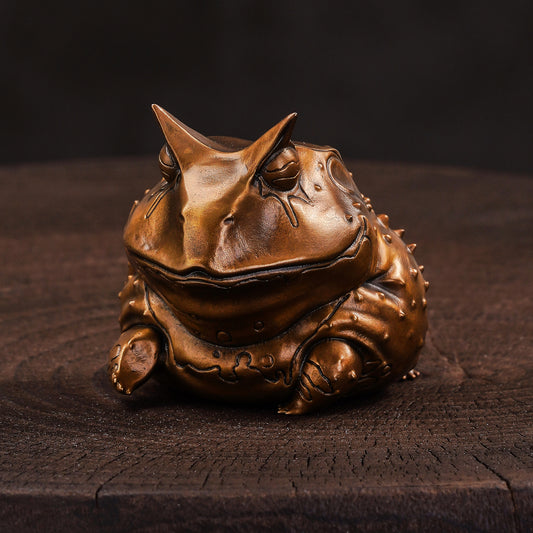 Horned Frog Bronze Figurine