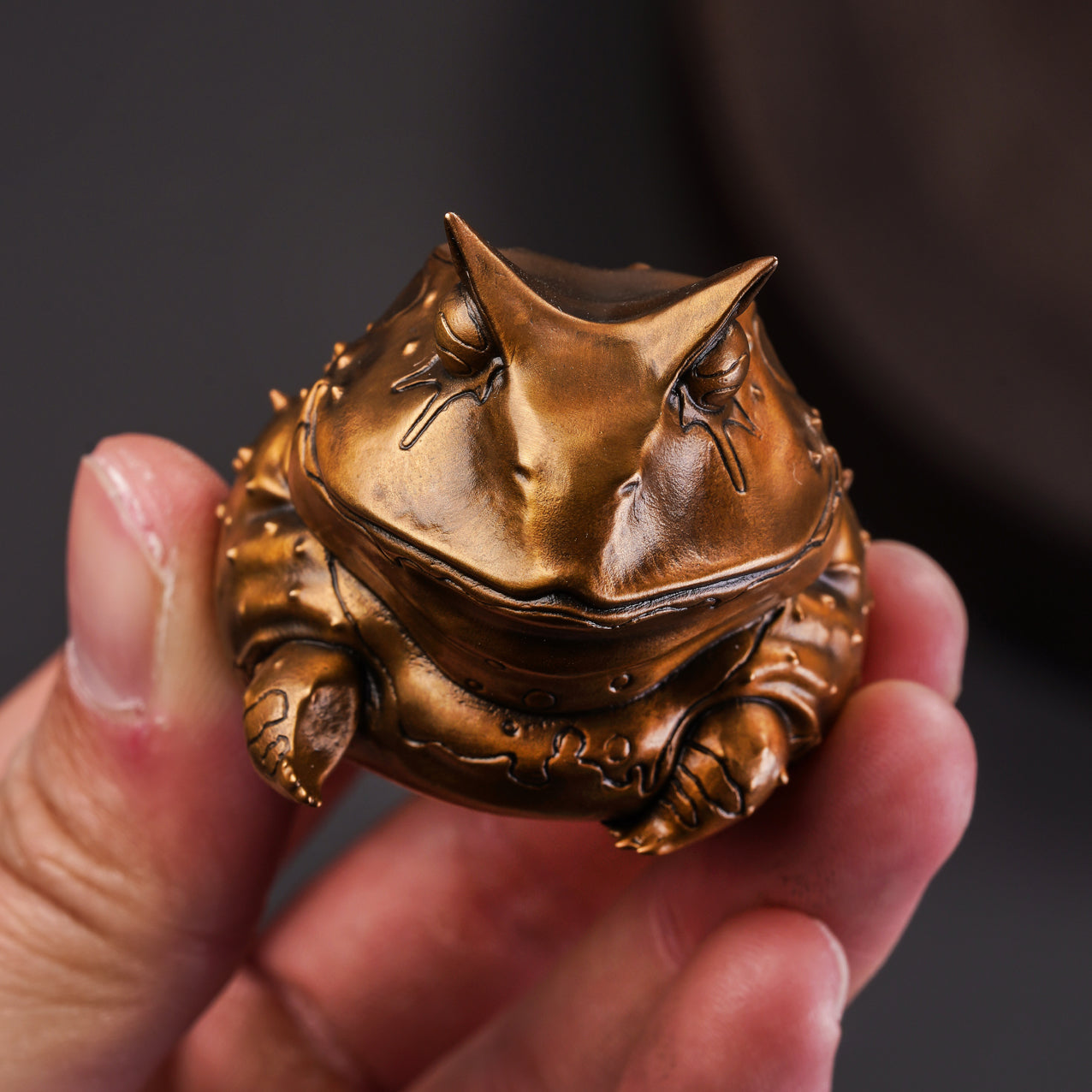 Horned Frog Bronze Figurine