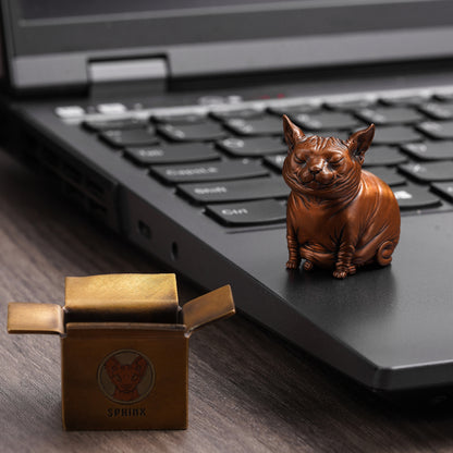 Sphynx Cat Bronze Box Figurine
