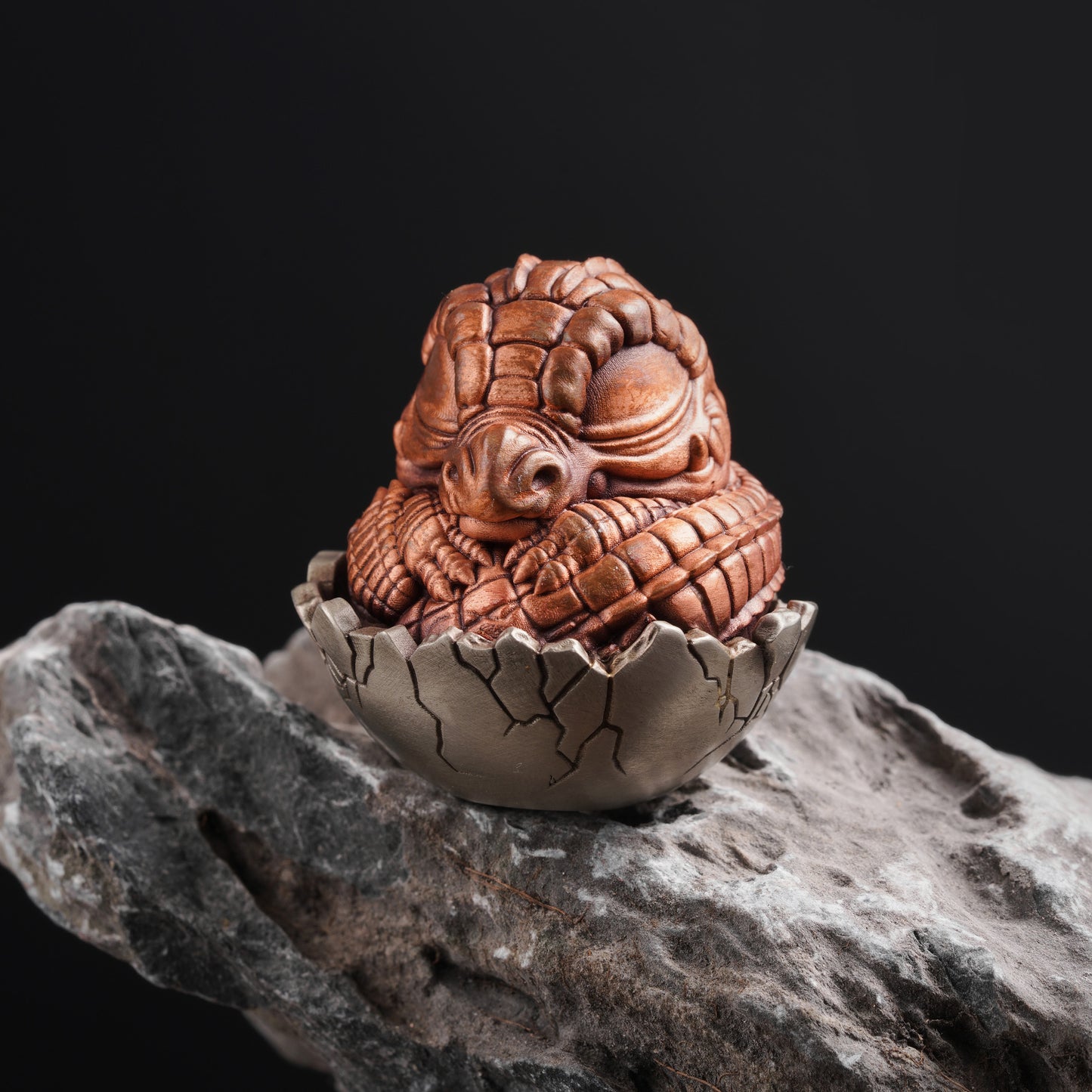 Bronze Baby Crocodile Egg Figurine