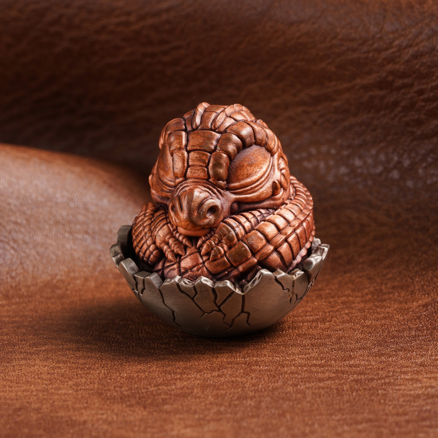 Bronze Baby Crocodile Egg Figurine