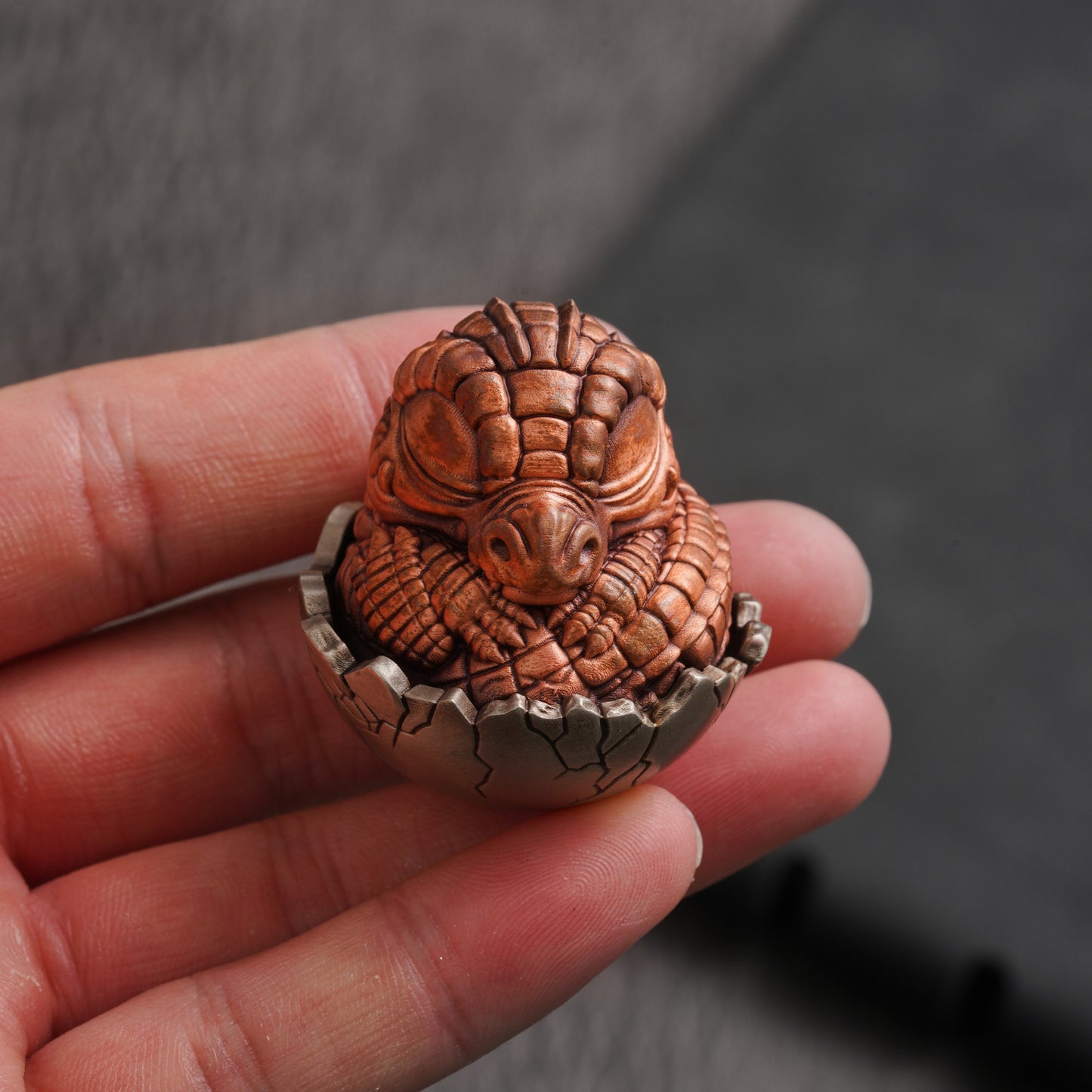 Bronze Baby Crocodile Egg Figurine
