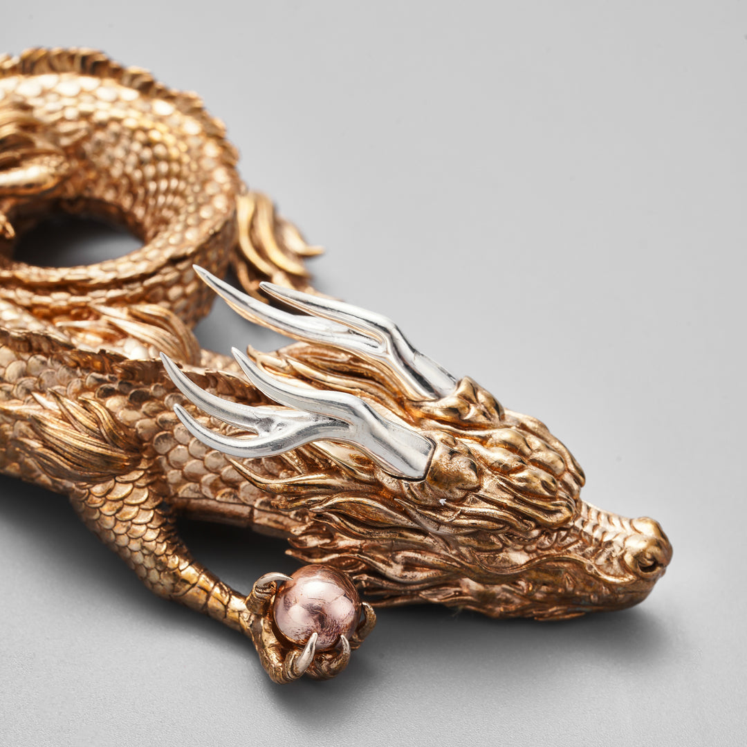 Coiled Dragon Bronze Statue