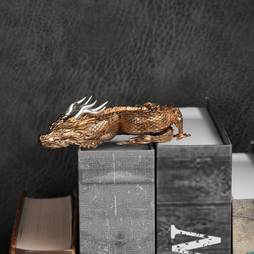 Coiled Dragon Bronze Statue