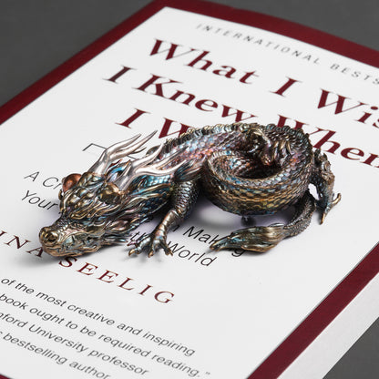 Colored Coiled Dragon Bronze Statue